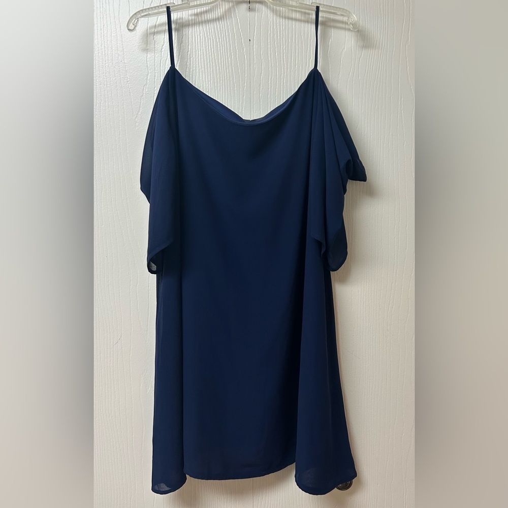 Navy Blue Off-Shoulder with Spaghetti Strap Mini Dress Size XL